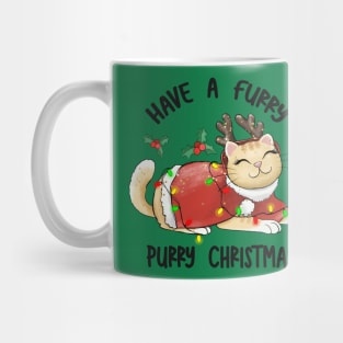 Have a Furry Purry Christmas, Cute Adorable Cat Design for Christmas or Xmas Mug